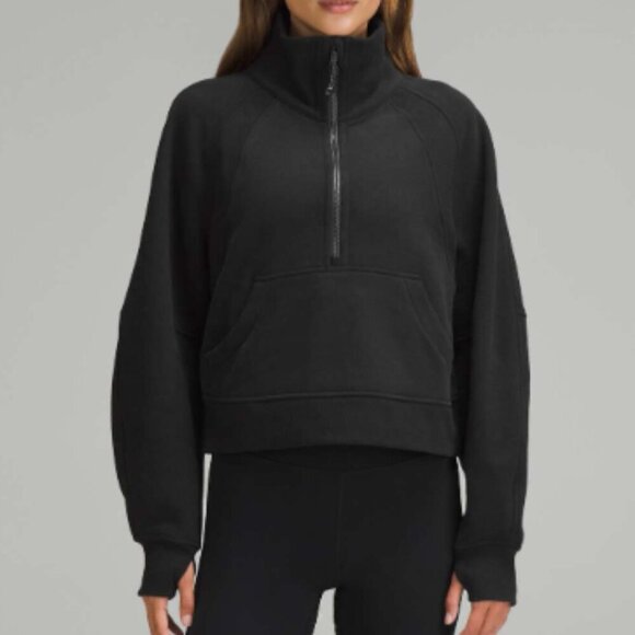 VGC Lululemon Black 1/4 Zip Oversized Cropped Scuba Hoody - Size XS/S - Picture 1 of 5